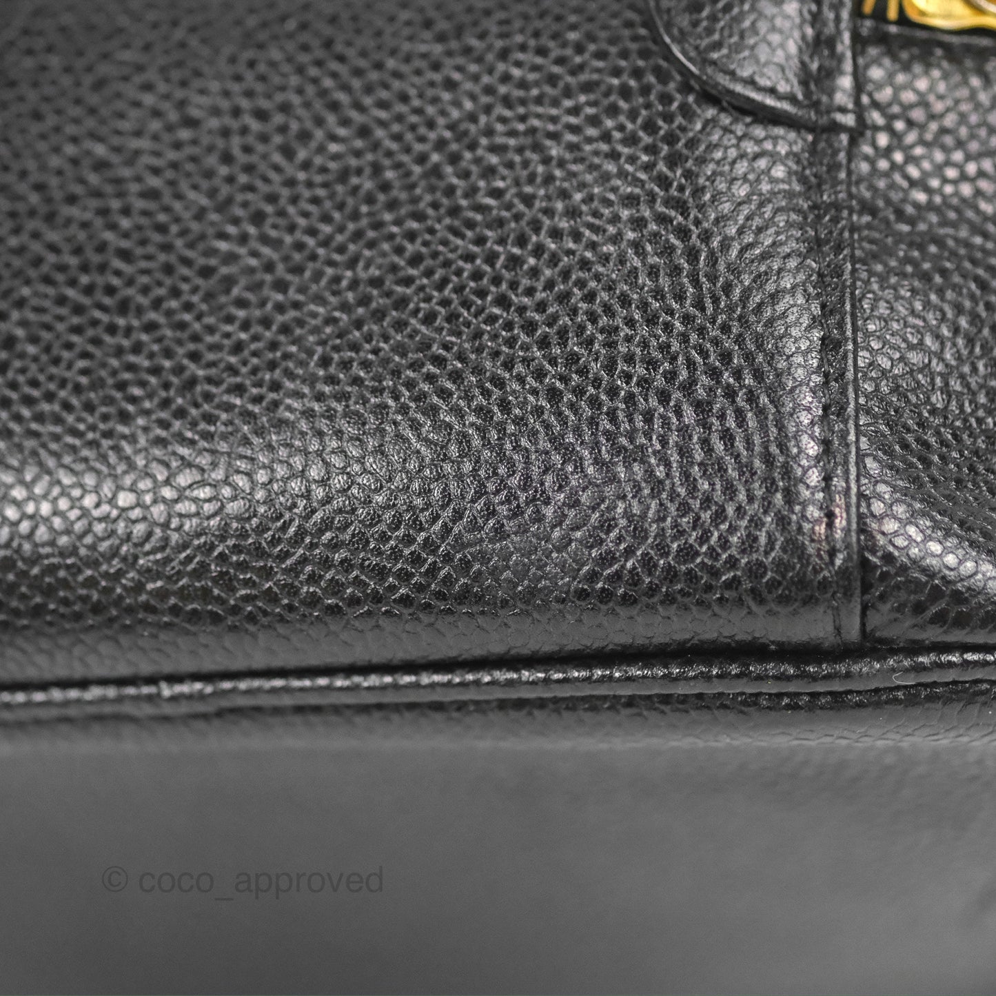 Chanel Vintage Vanity Case Black Caviar Gold Hardware