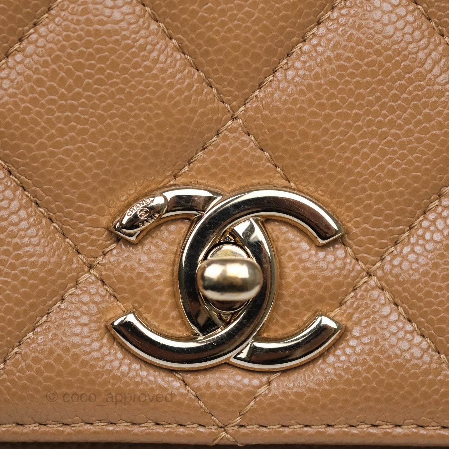 Chanel Quilted Medium Business Affinity Flap Dark Beige Caviar Gold Hardware
