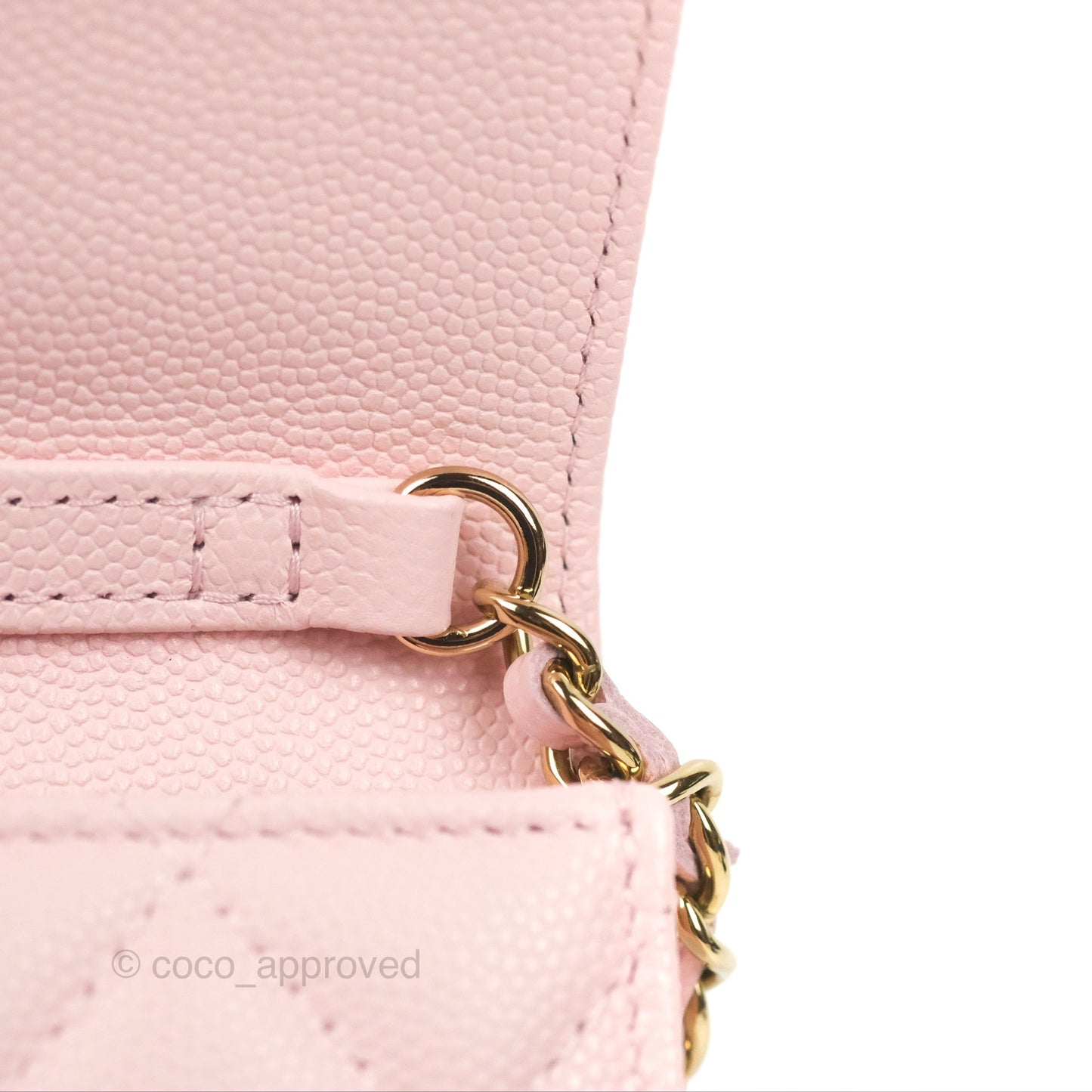 Chanel Mini Wallet With Chain Light Pink Caviar Gold Hardware