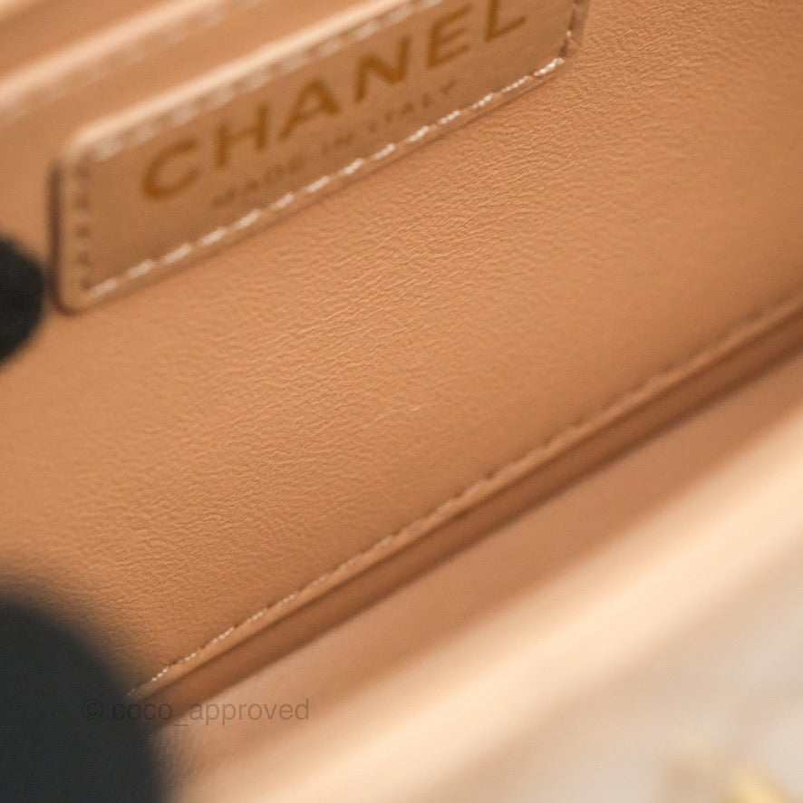 Chanel Quilted Perfect Fit Adjustable Beige Calfskin Gold Hardware 21A