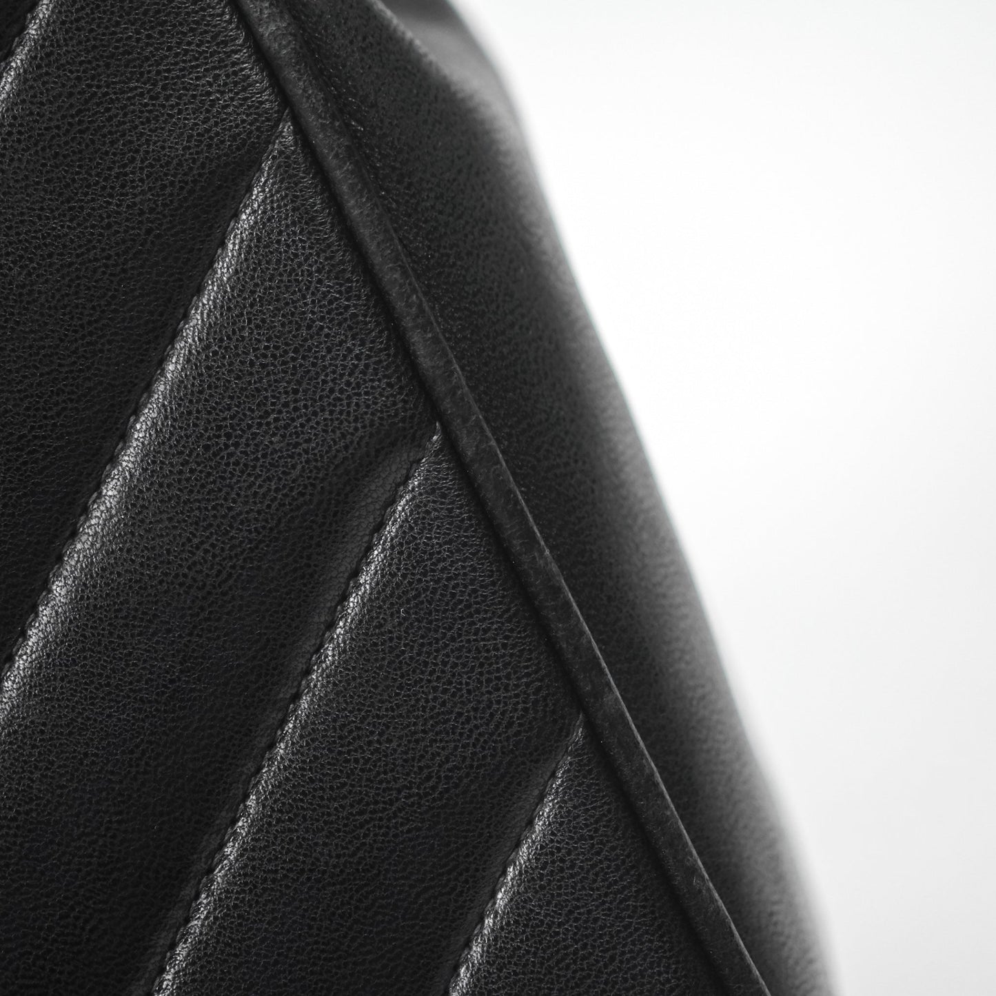 Chanel Vintage Chevron Envelope Flap Bag Black Lambskin 24K Gold Hardware