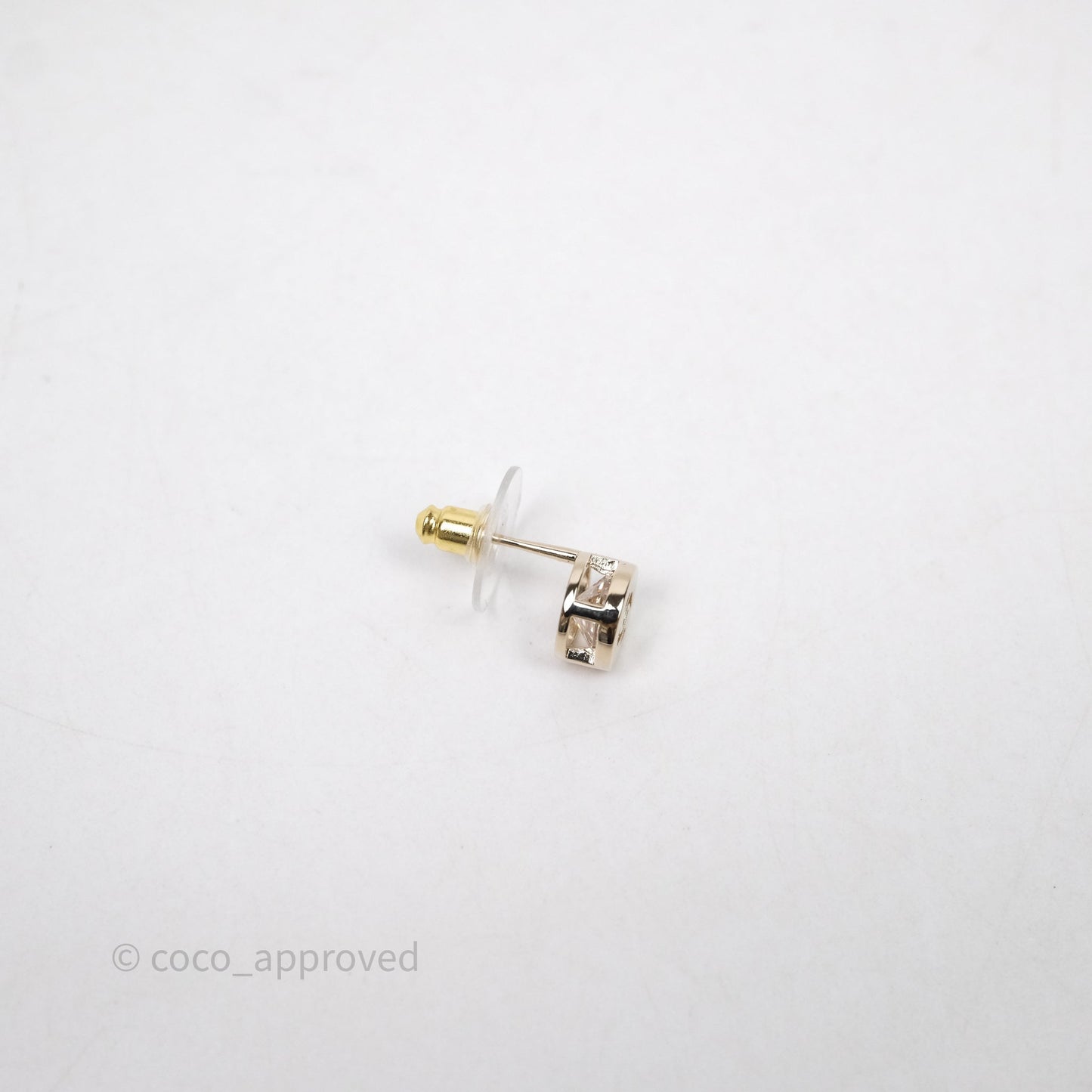 Chanel Crystals CC Round Earrings Gold Tone 25V