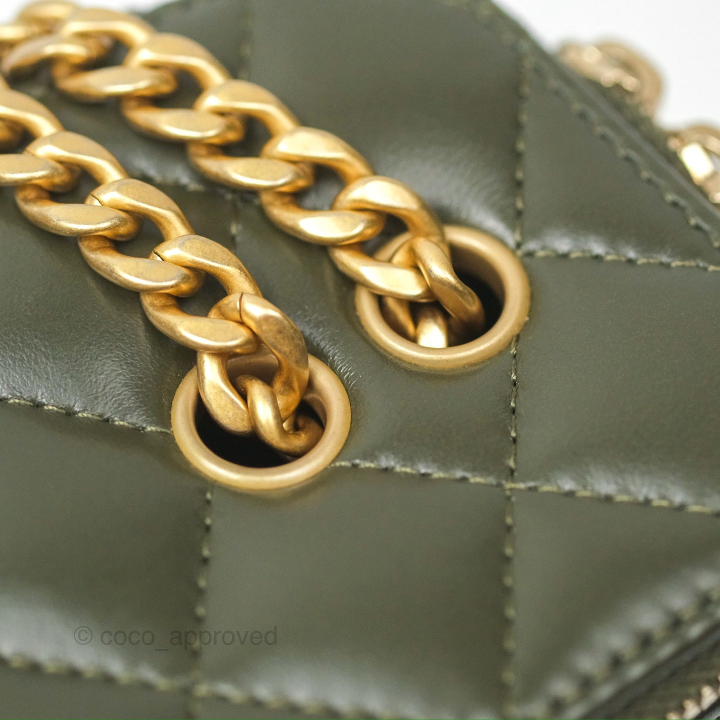 Chanel All Slide Vanity with Adjustable Chain Dark Olive Green Lambskin Aged Gold Hardware