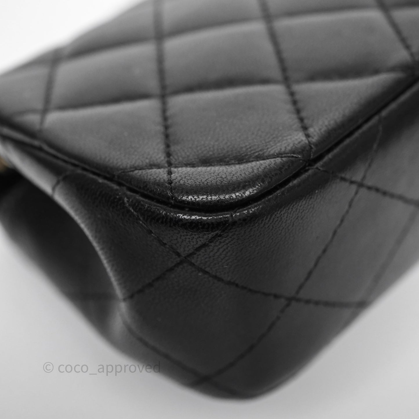 Chanel Quilted Extra Mini Rectangular Flap Black Lambskin Aged Gold Hardware