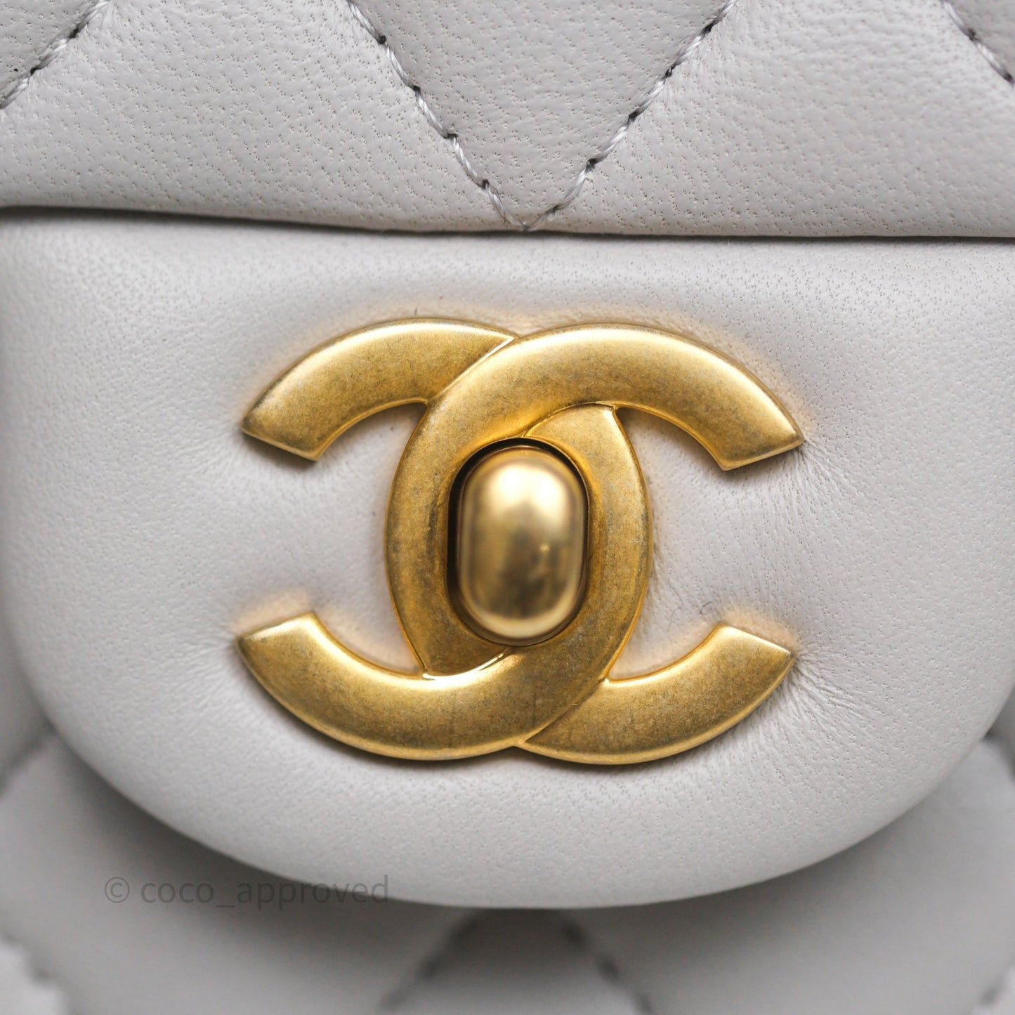 Chanel Top Handle Mini Rectangular Flap Bag Grey Lambskin Aged Gold Hardware