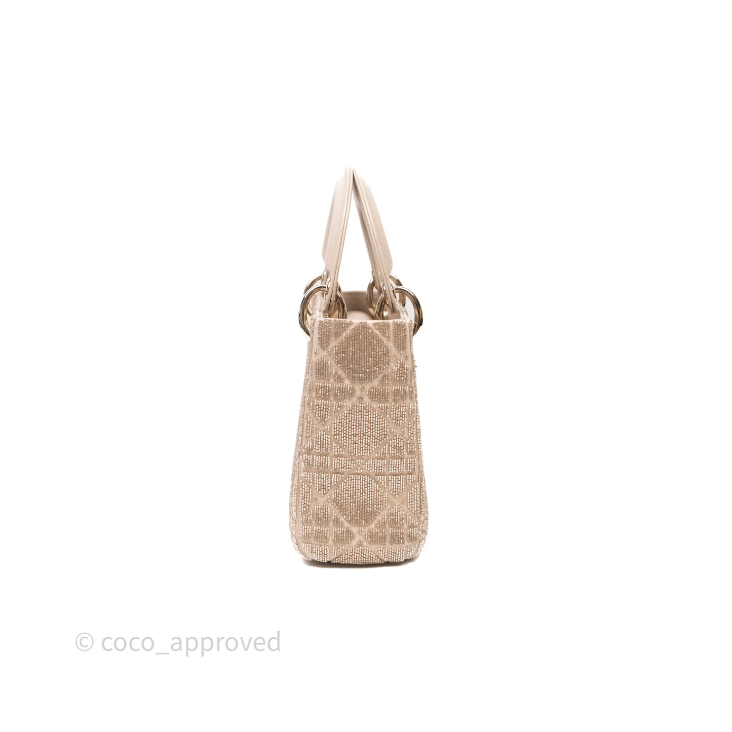 Christian Dior Mini Dior Caramel Beige Microbead-Embroidered Cotton with Cannage Motif