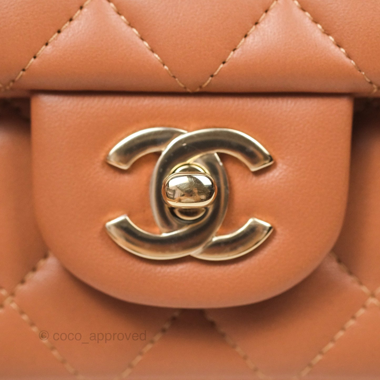 Chanel Quilted Mini Rectangular Flap Caramel Lambskin Gold Hardware