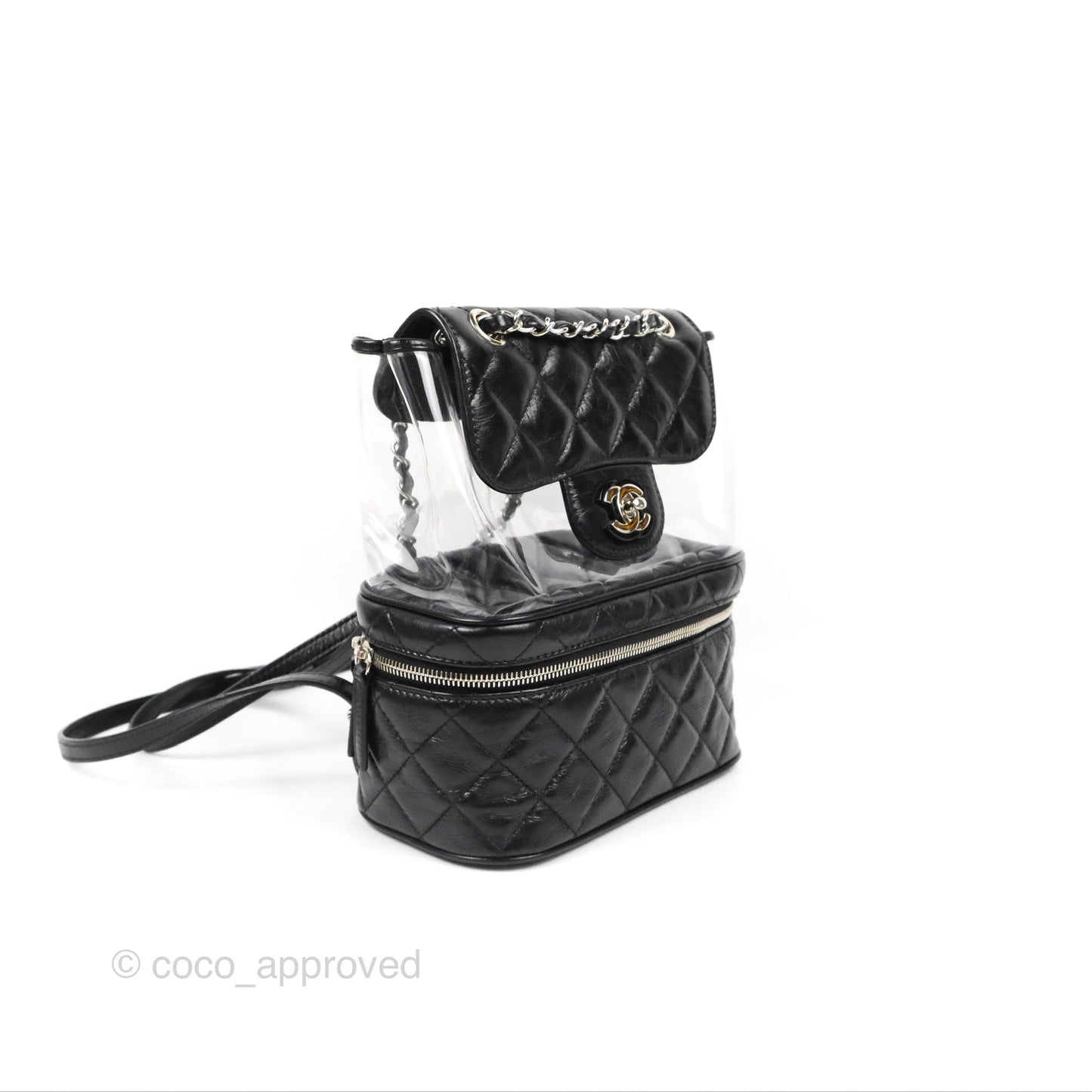 Chanel Aquarium PVC Backpack Black Crumpled Calfskin Silver Hardware