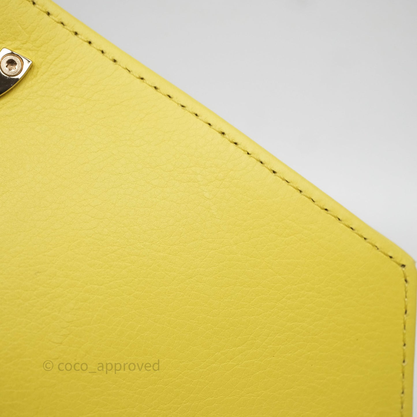 Chanel Chevron Square Envelope Flap Bag Yellow Calfskin Gold Hardware 19C