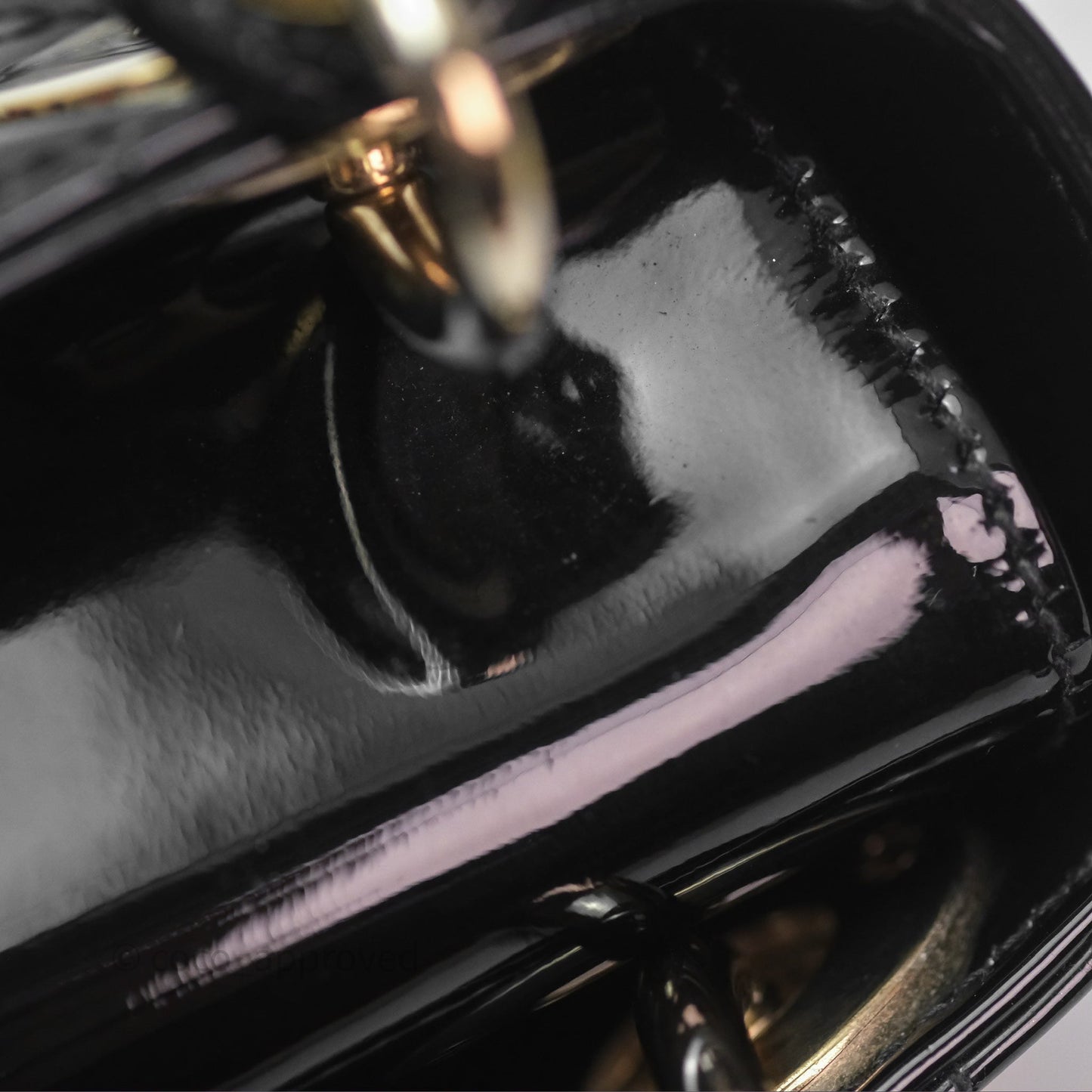 Christian Dior Mini Lady Dior Black Patent Gold Hardware
