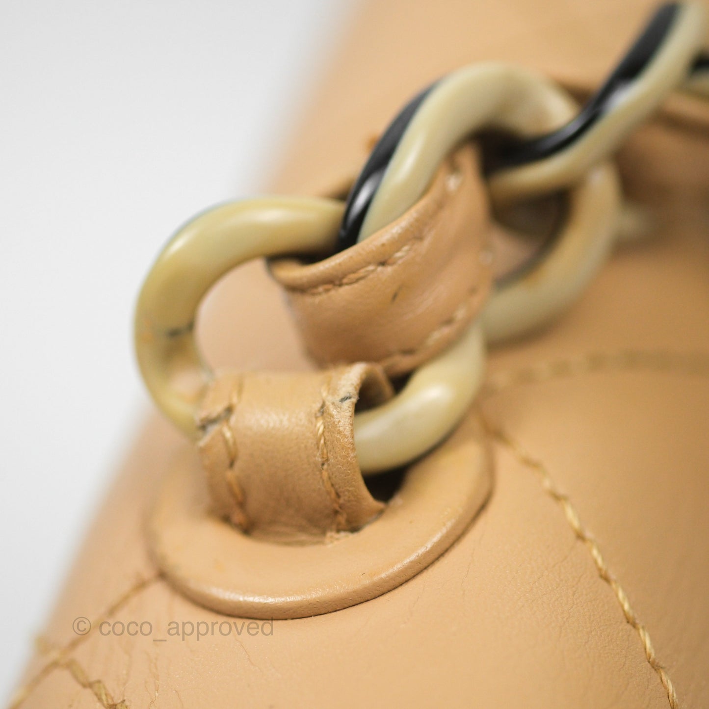 Chanel Vintage Jumbo Beige Flap Bag Lambskin Enamel Hardware