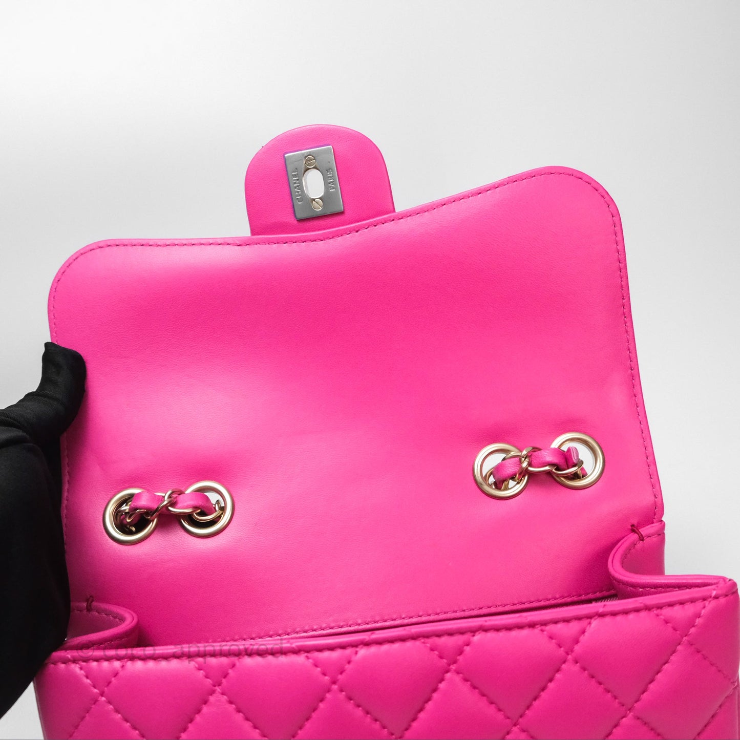 Chanel Quilted Mini Mademoiselle Chic Flap Dark Pink Lambskin Aged Gold Hardware