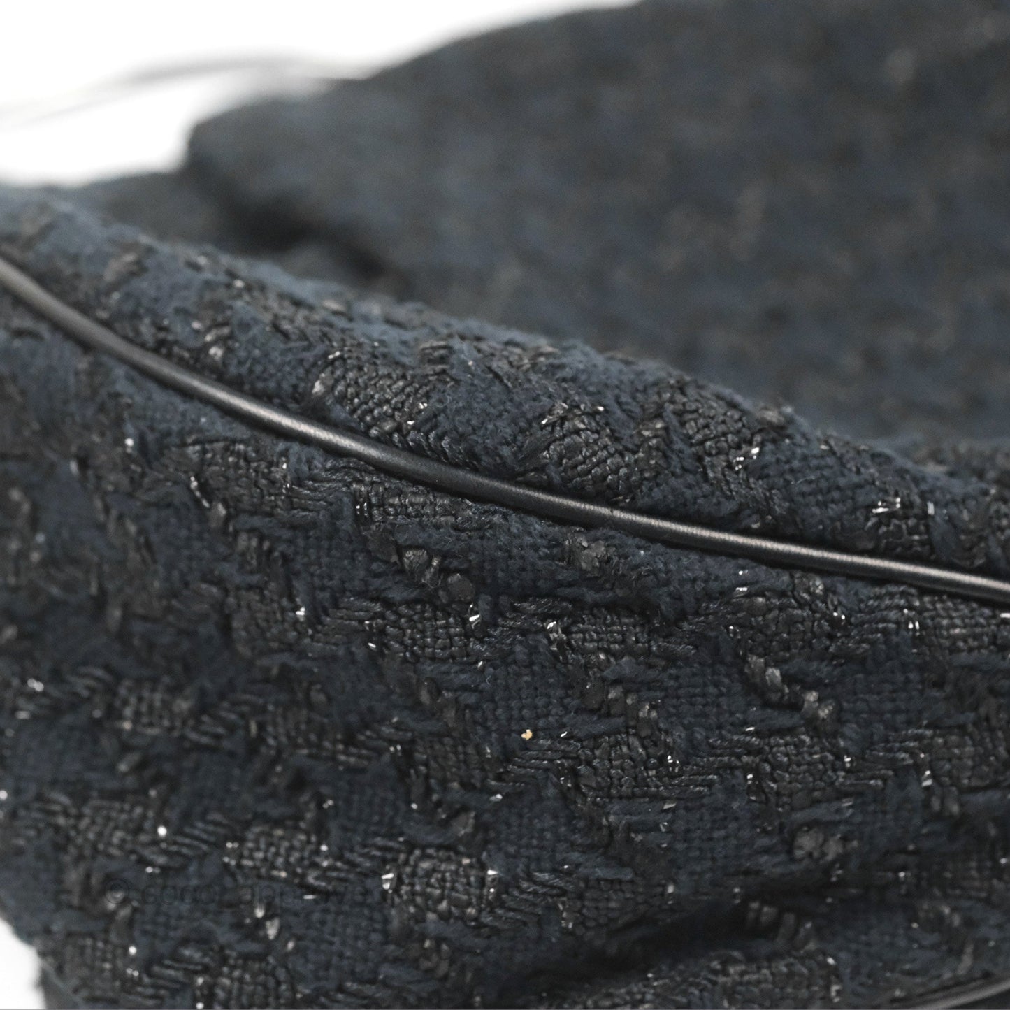 Chanel Tweed Boucle Knitting Bag Black Silver Hardware