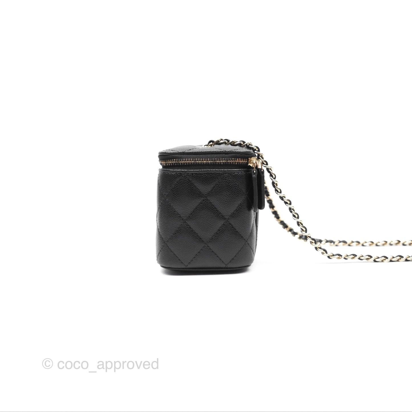 Chanel Vanity Rectangular With Chain Black Caviar Gold Hardware