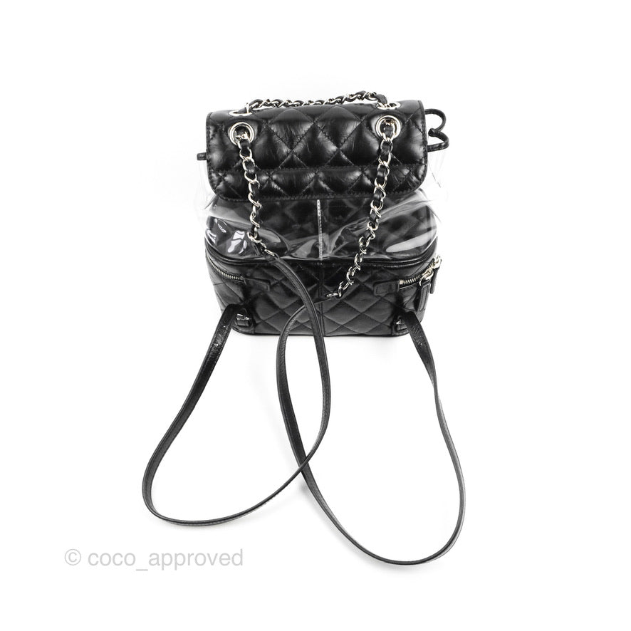 Chanel Aquarium PVC Backpack Black Crumpled Calfskin Silver Hardware