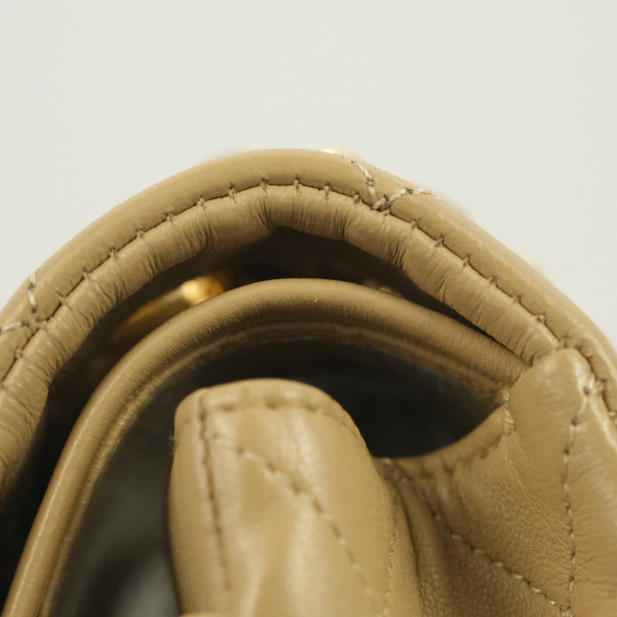 Chanel Classic Vintage Small Flap Dark Beige Lambskin 24K Gold Hardware