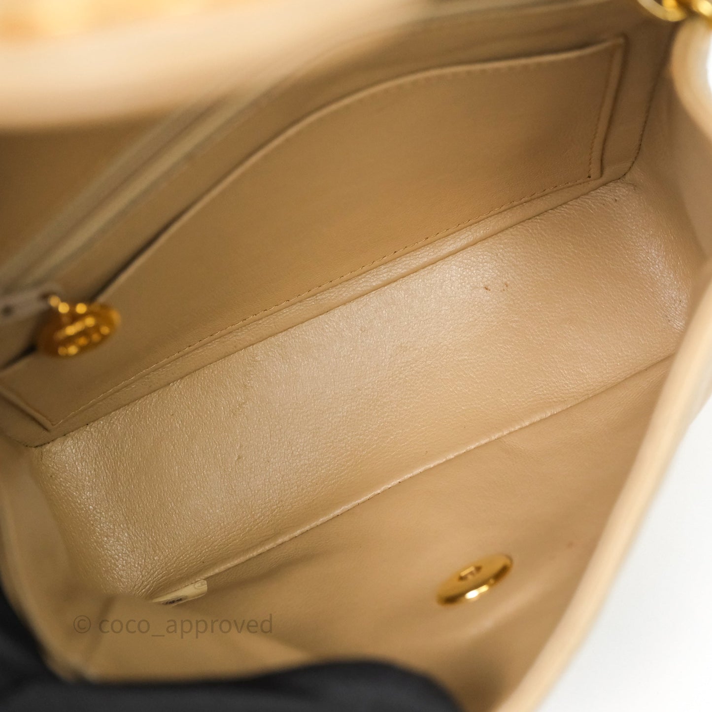 Chanel Vintage Mini Flap Bag Beige Lambskin Gold Hardware