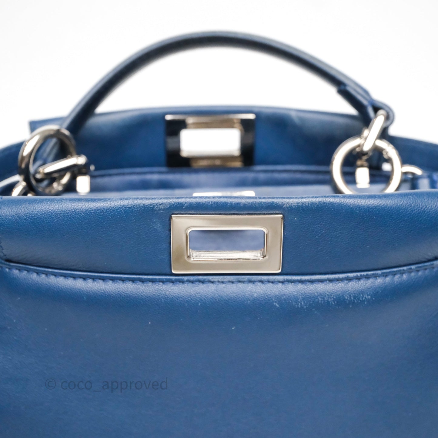 Fendi Nappa Mini Peekaboo Bag Blue Silver Hardware