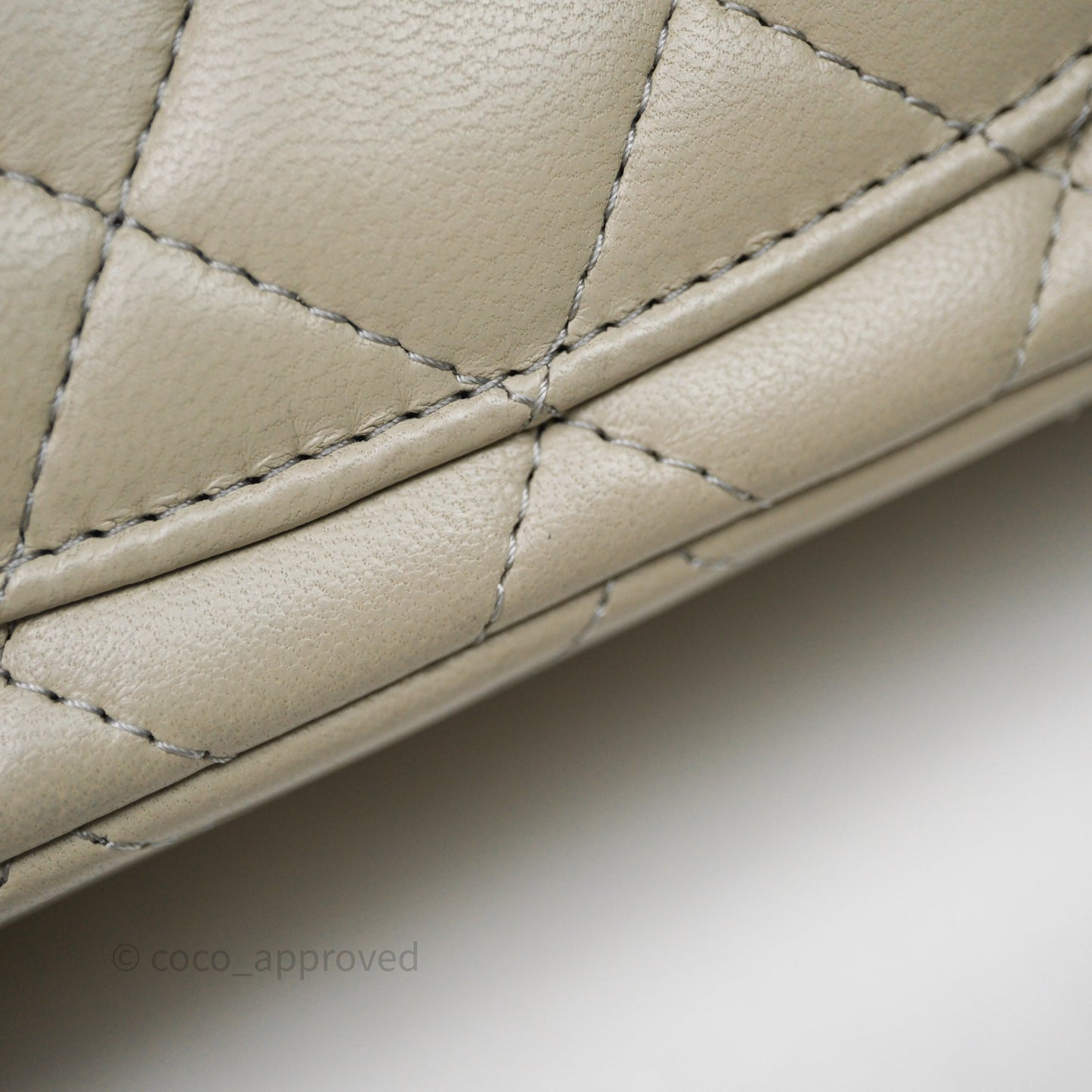 Chanel Mini Rectangular Flap Quilted Light Grey Lambskin Gold Hardware 22C