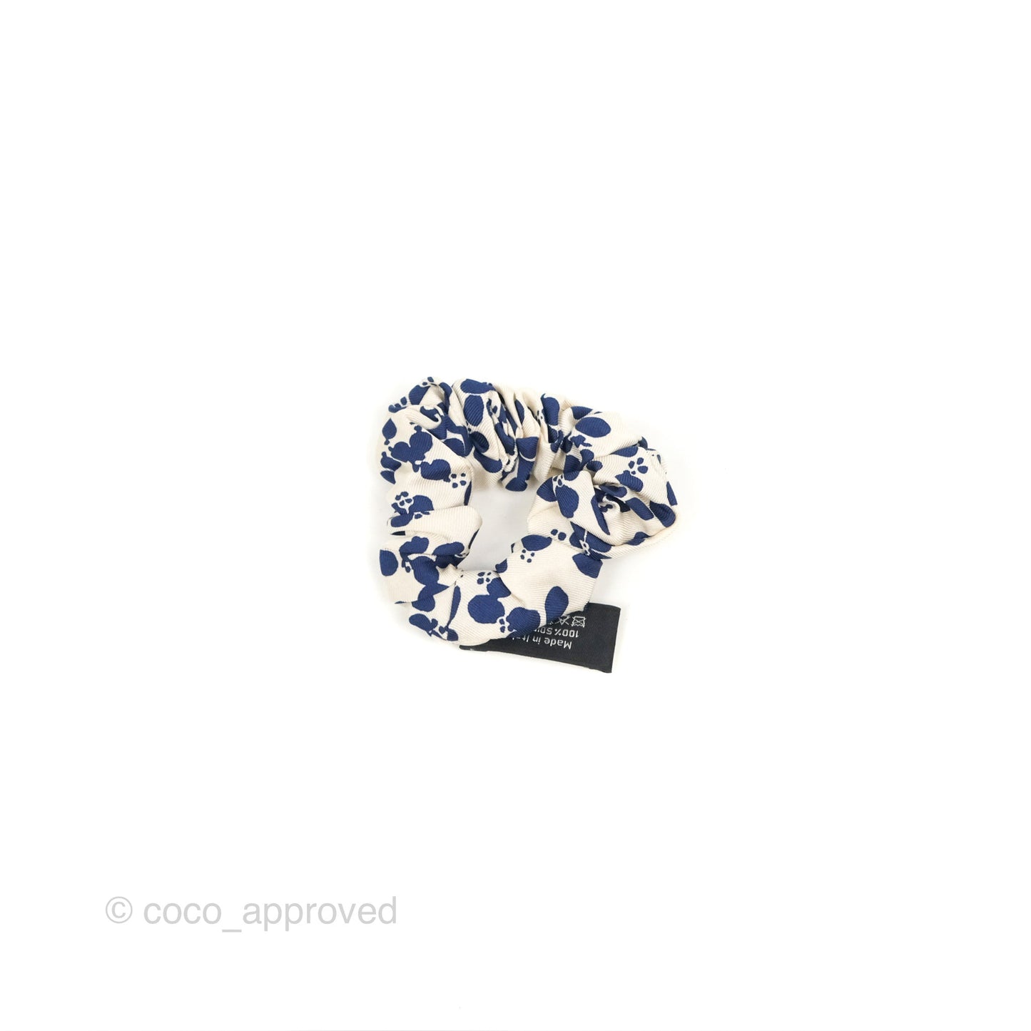 Chanel Silk Scarf Hair Accessory Ivory Navy