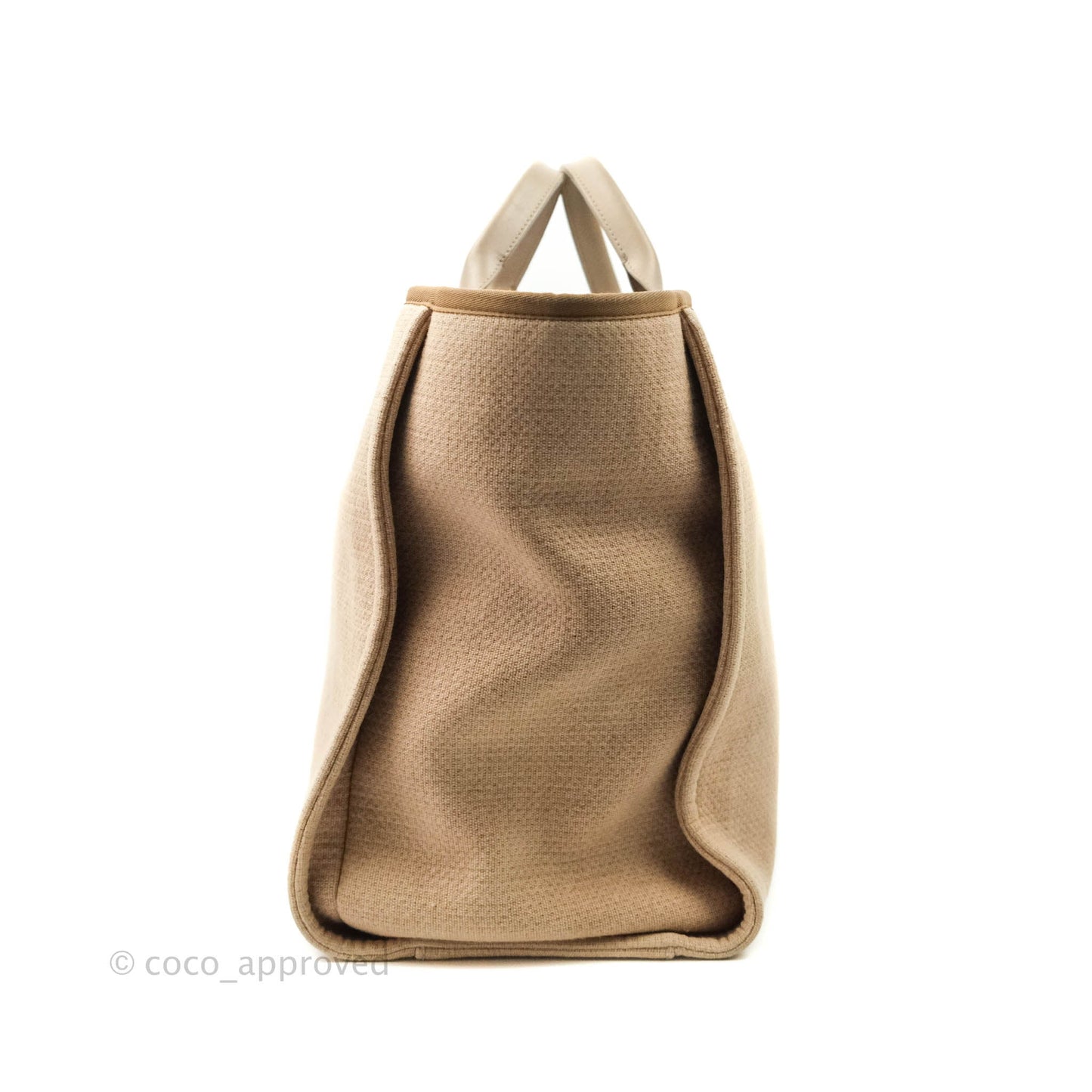Chanel Large Deauville Beige Canvas Silver Hardware