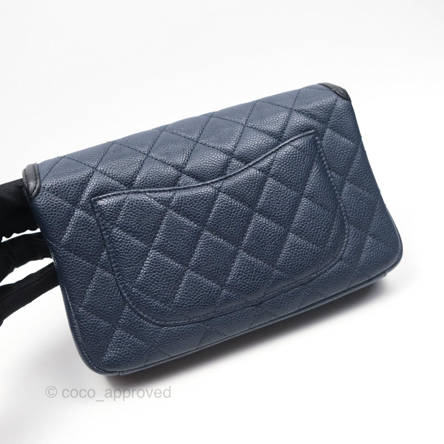 Chanel Small CC Filigree Flap Quilted Navy Black Caviar Aged Gold Hardware