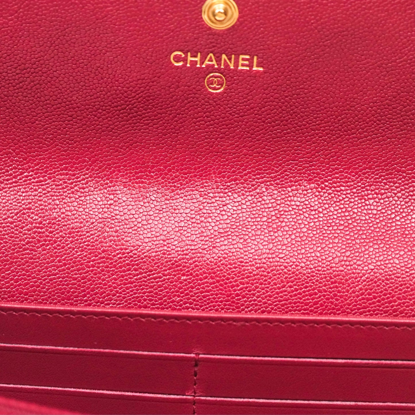 Chanel Quilted Boy Flap Long Wallet Dark Red Caviar Aged Gold Hardware