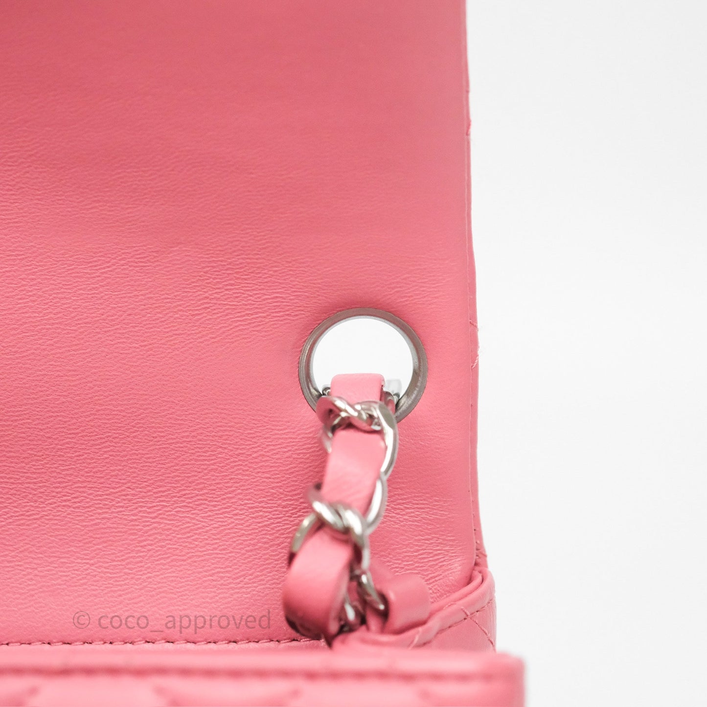 Chanel Mini Square Flap Quilted Pink Lambskin Silver Hardware