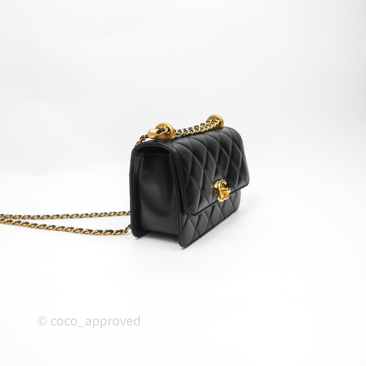 Chanel Mini Perfect Fit Adjustable Quilted Black Calfskin Aged Gold Hardware