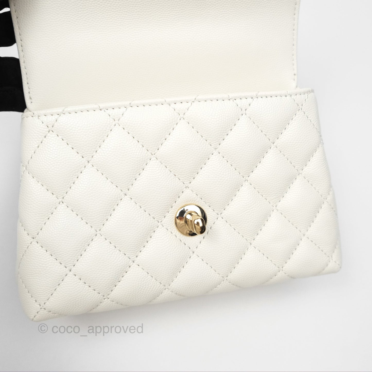 Chanel Mini Coco Handle White Caviar Gold Hardware