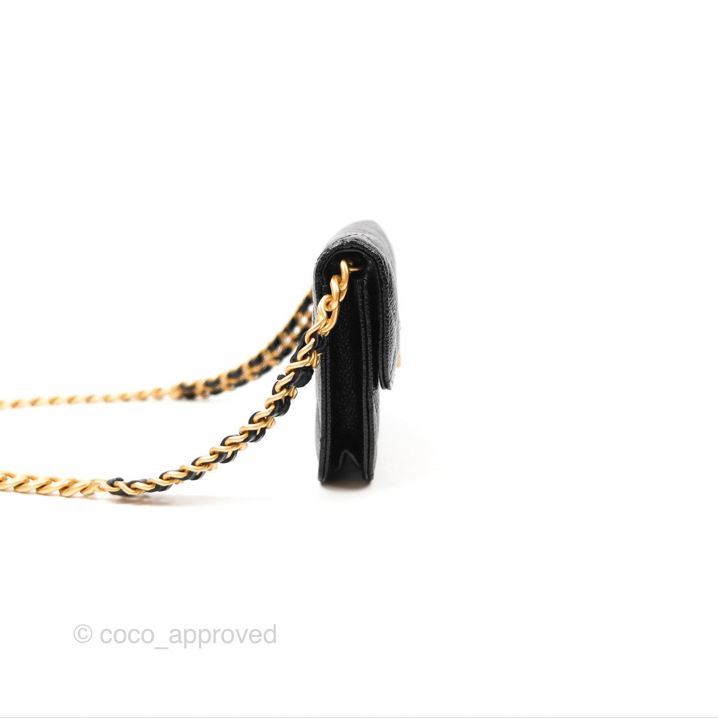 Chanel Clutch With Chain Black Shiny Caviar Aged Gold Hardware
