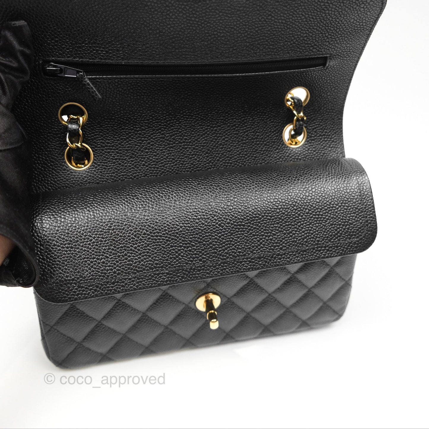 Chanel Small Classic Flap Quilted Black Caviar Gold Hardware
