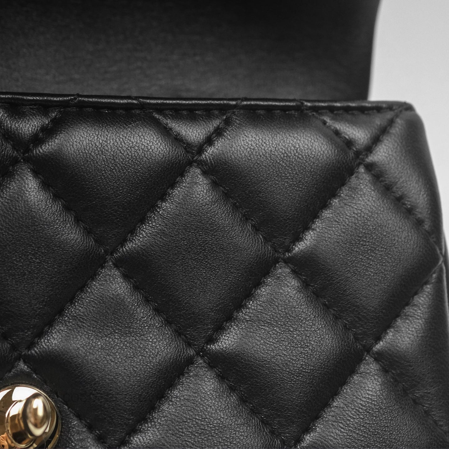 Chanel Logo Pearl Chain Flap Bag Black Lambskin Gold Hardware