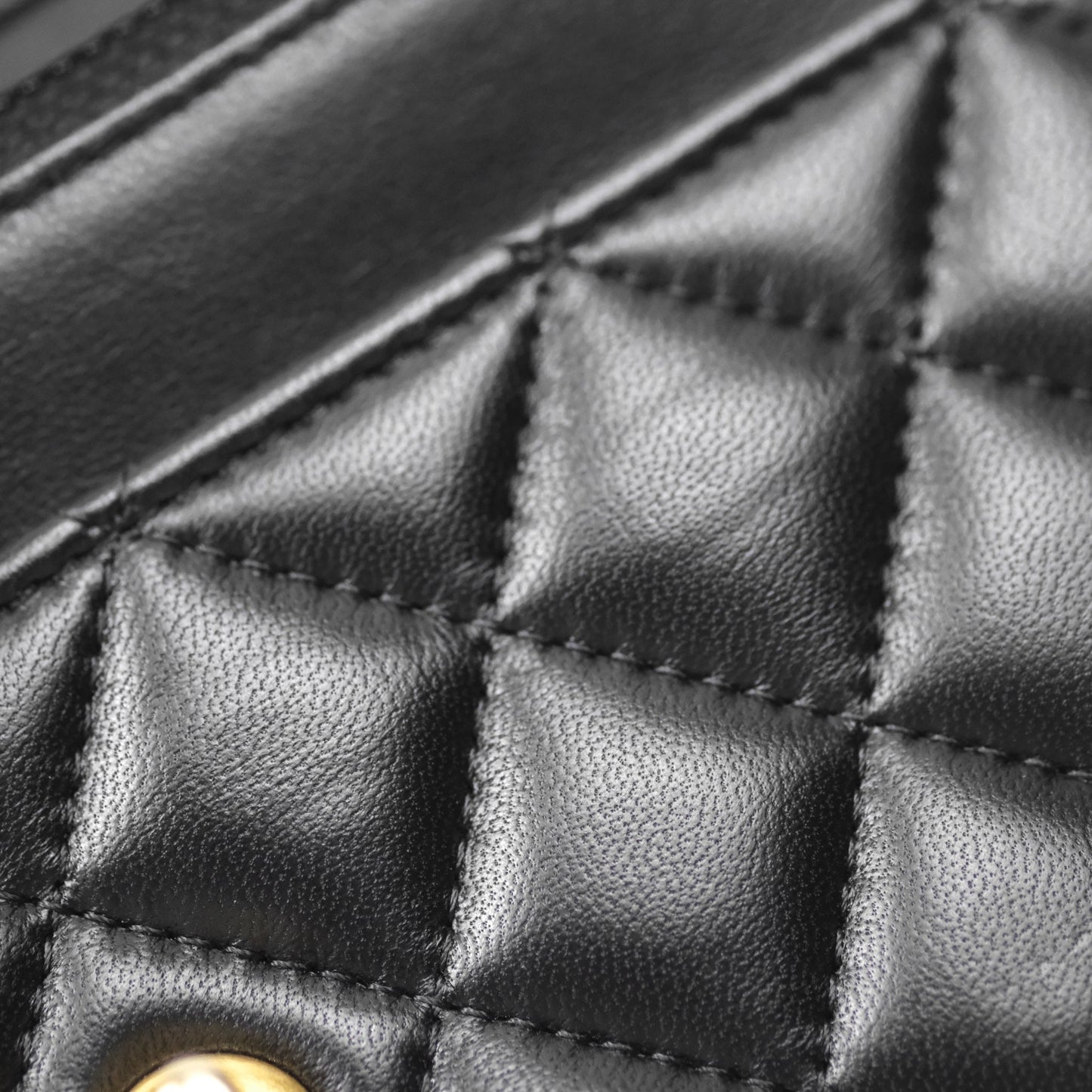 Chanel Quilted Pearl Crush Wallet on Chain WOC Black Lambskin Aged Gold Hardware