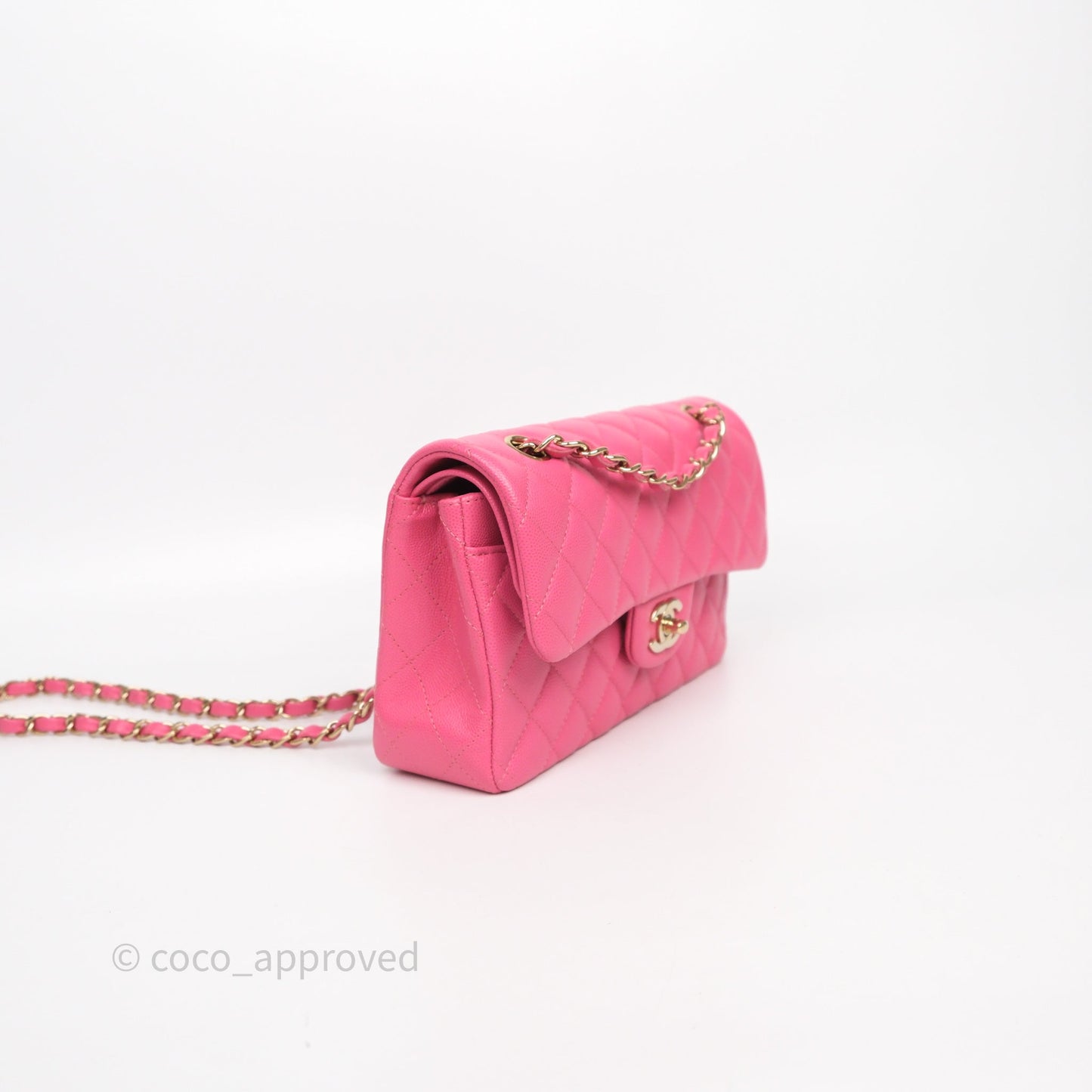 Chanel Small Classic Flap Quilted Hot Pink Caviar Gold Hardware
