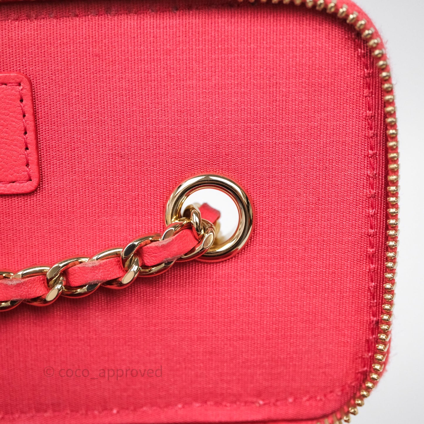 Chanel Vanity With Chain Striped Raffia Orange Gold Hardware