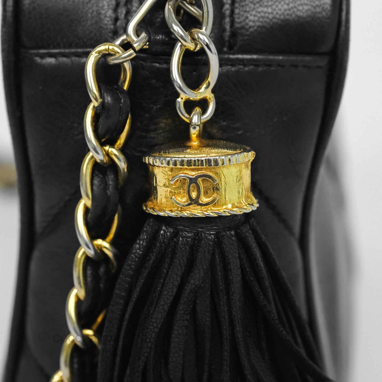 Chanel Vintage Small Camera Bag Black Lambskin Gold Hardware
