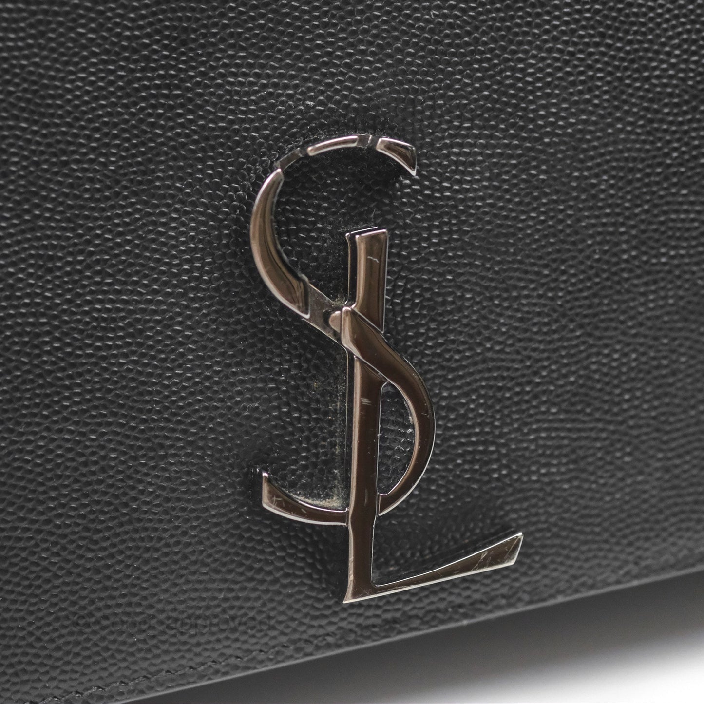 Saint Laurent Cassandra in Grain De Poudre Embossed Leather Black