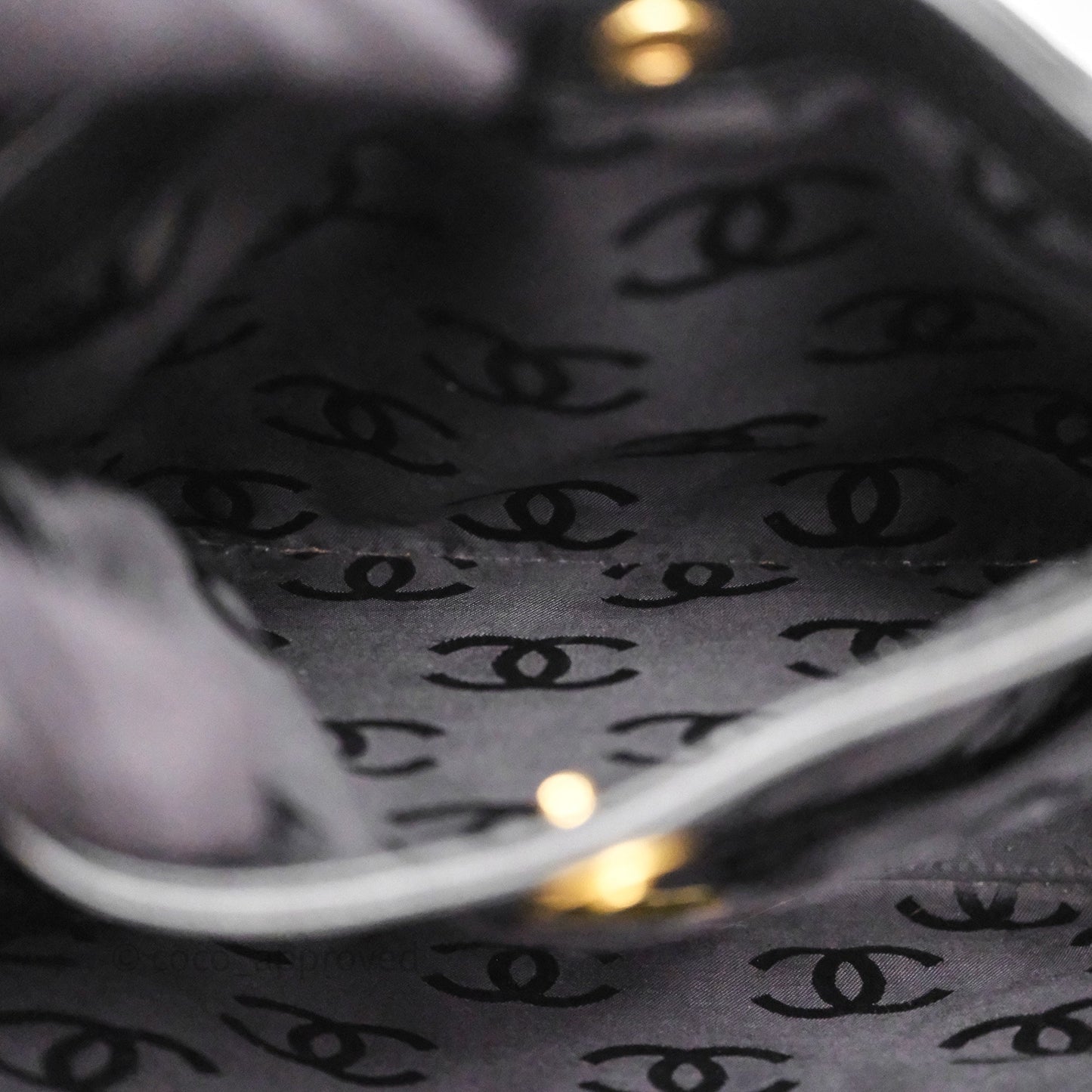 Chanel Vintage Quilted CC Tote Bag Matte Black Calfskin Gold Hardware