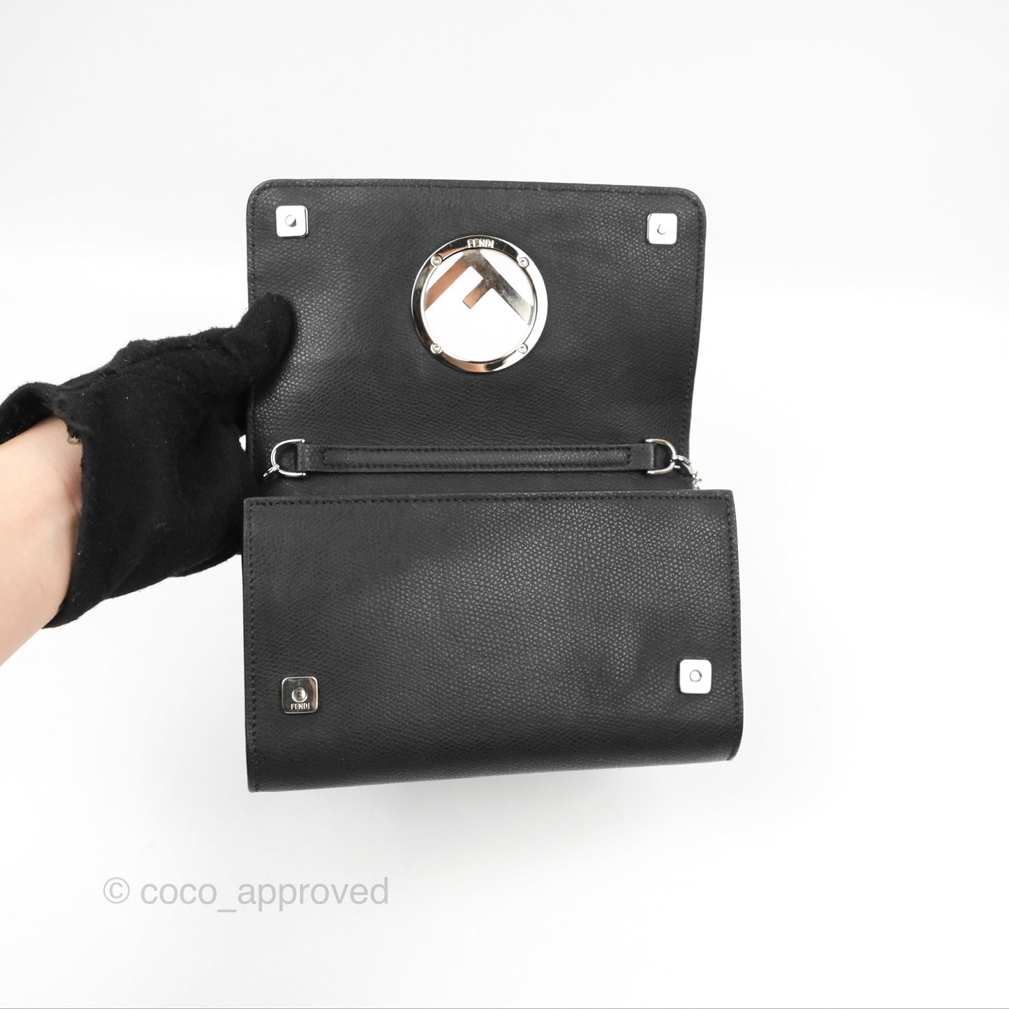 Fendi Kan I Wallet on Chain Black Silver Hardware