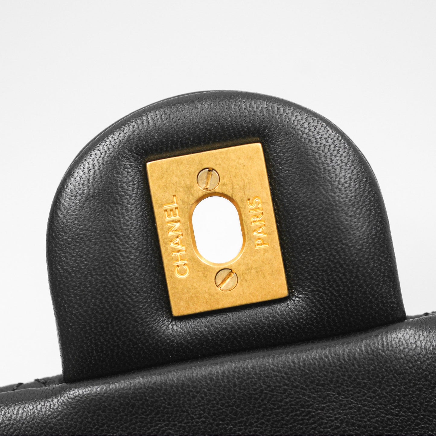 Chanel Pearl Crush Mini Rectangular Quilted Black Lambskin Aged Gold Hardware