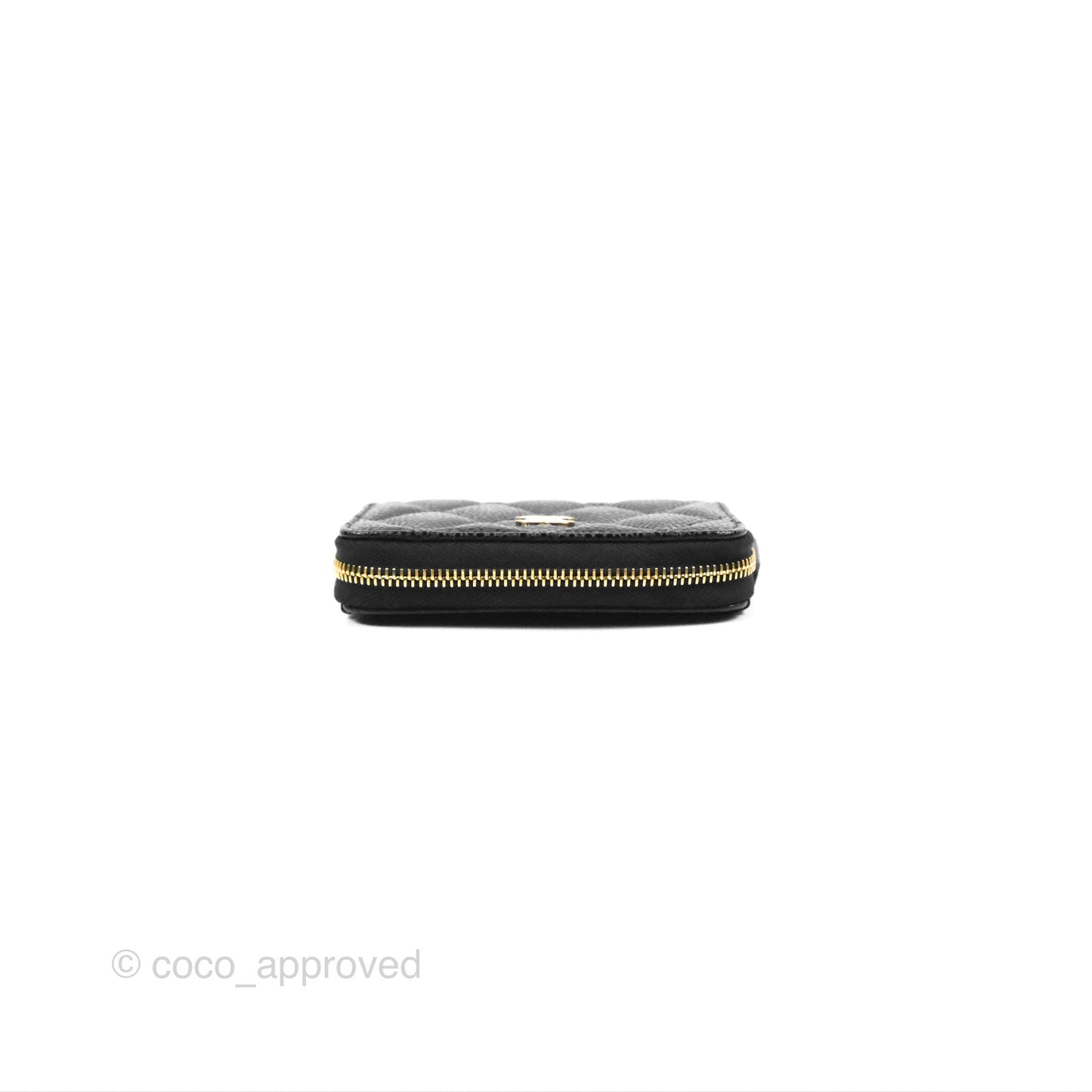 Chanel Classic Zipped Coin Purse Black Caviar Gold Hardware