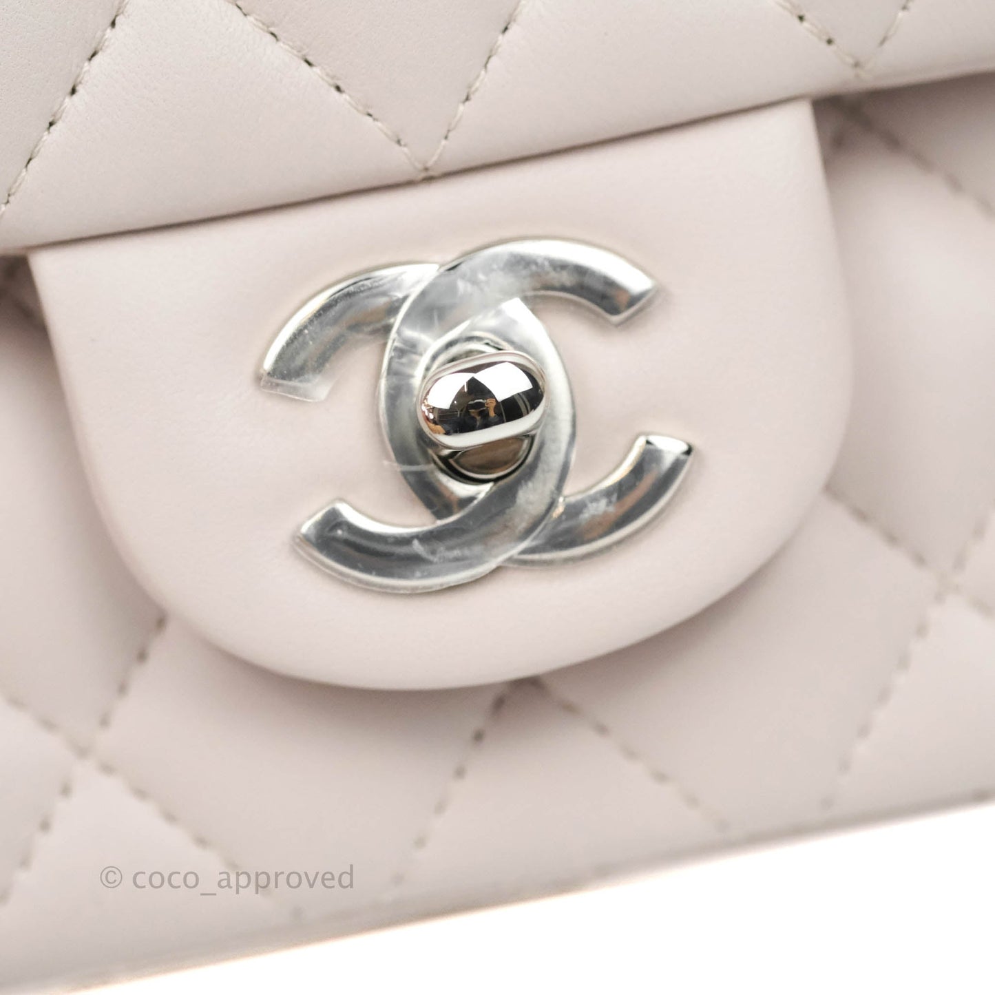 Chanel Quilted Mini Square Light Lilac Pink Lambskin Silver Hardware
