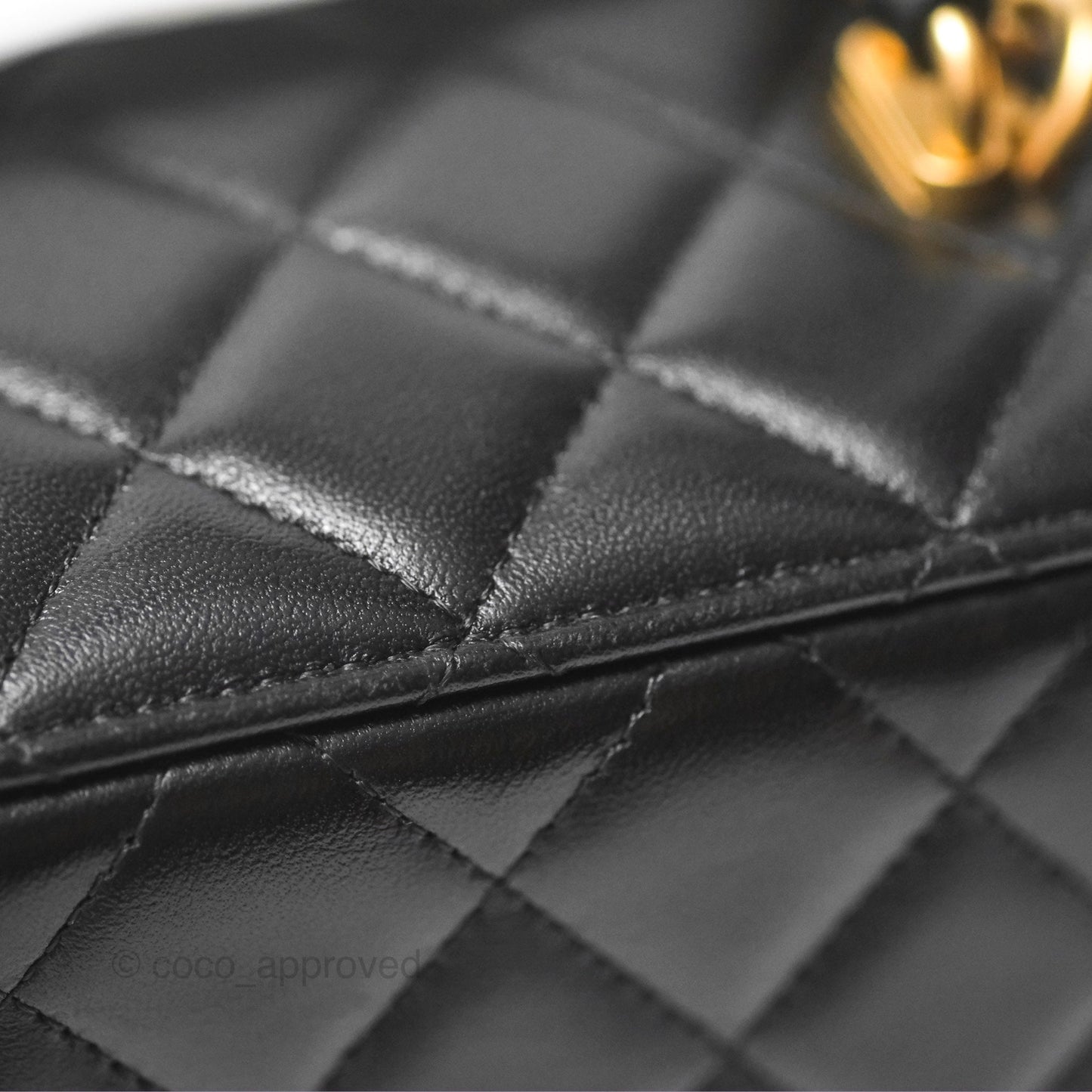 Chanel Vanity Rectangular Top Handle Black Lambskin Gold Hardware
