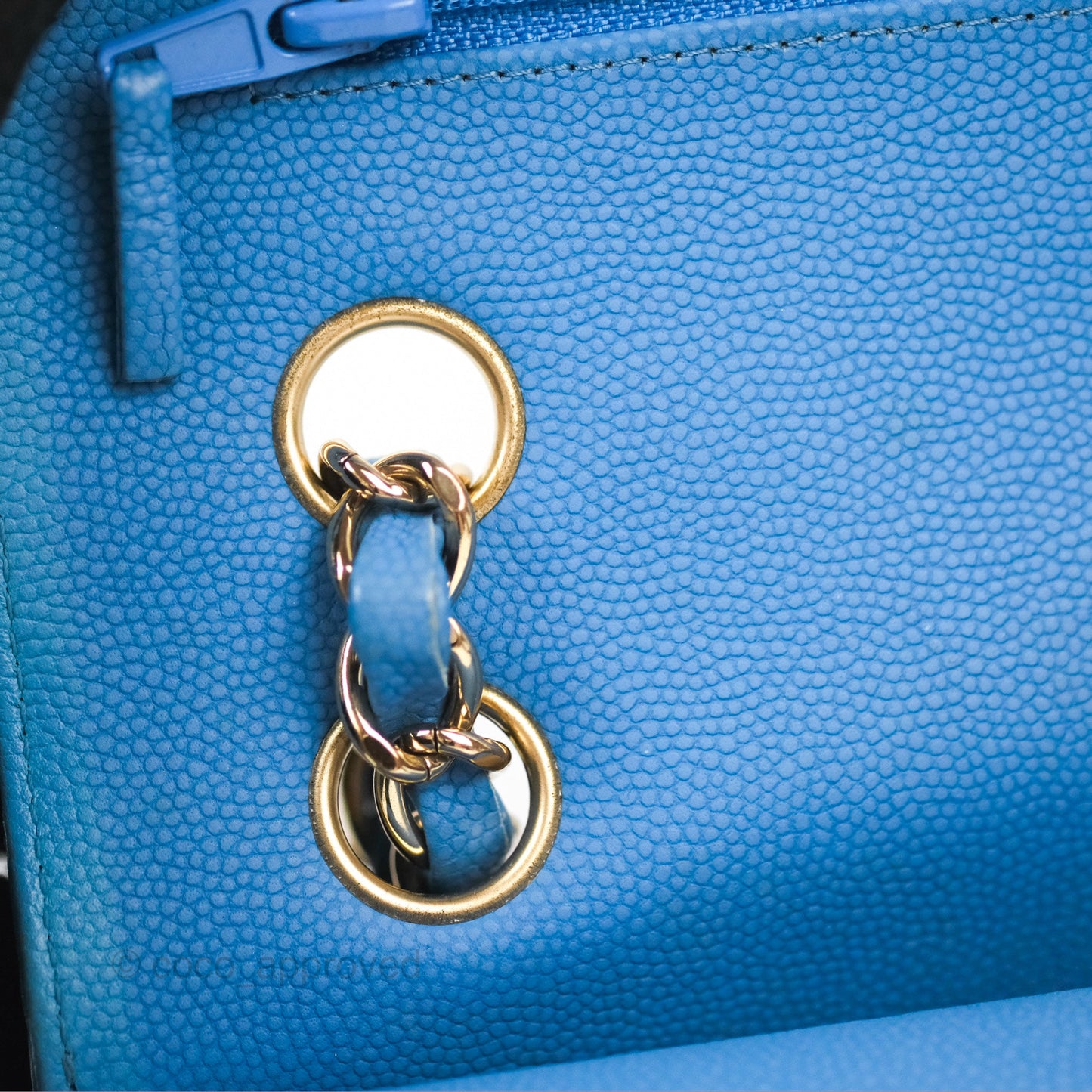 Chanel Small Classic Flap Chevron Blue Caviar Gold Hardware