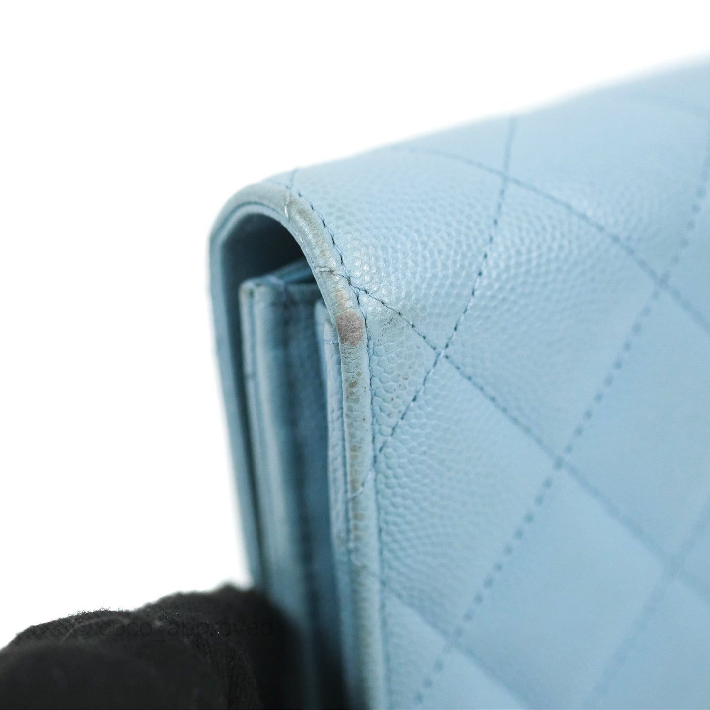 Chanel Long Flap Wallet Blue Caviar Gold Hardware