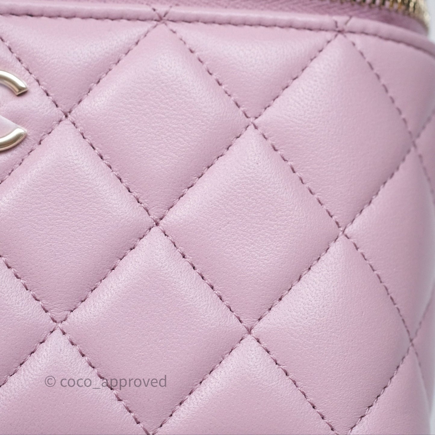Chanel Vanity Rectangular Top Handle Lilac Lambskin Gold Hardware