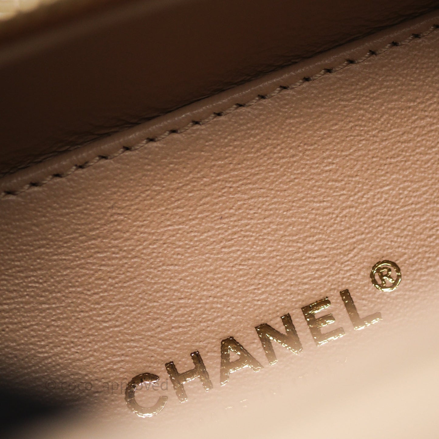 Chanel Quilted Small CC Filigree Vanity Case Beige Caviar Gold Hardware