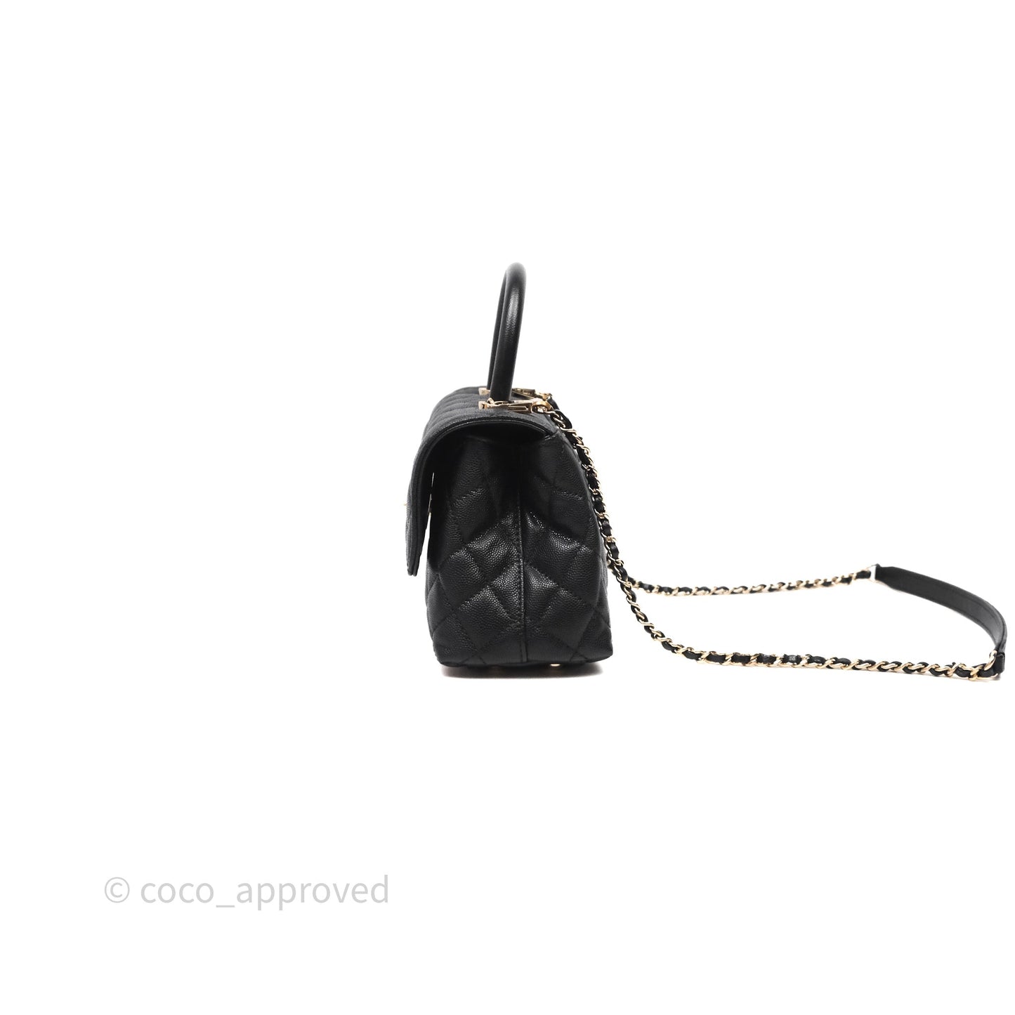 Chanel Small Coco Handle Black Caviar Light Gold Hardware