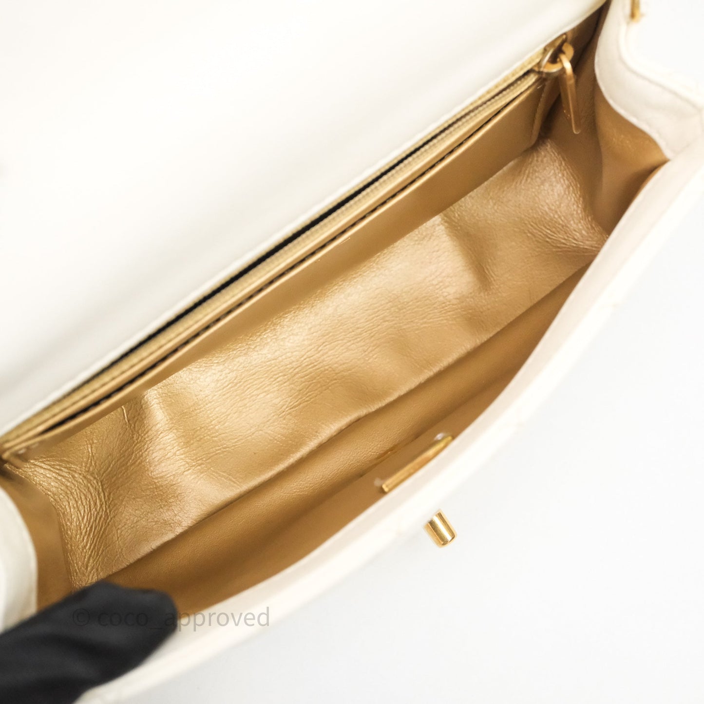 Chanel Mini Rectangular Pearl Crush White Lambskin Aged Gold Hardware